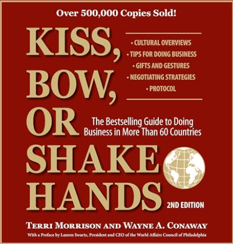 kiss, bow, or shake hands